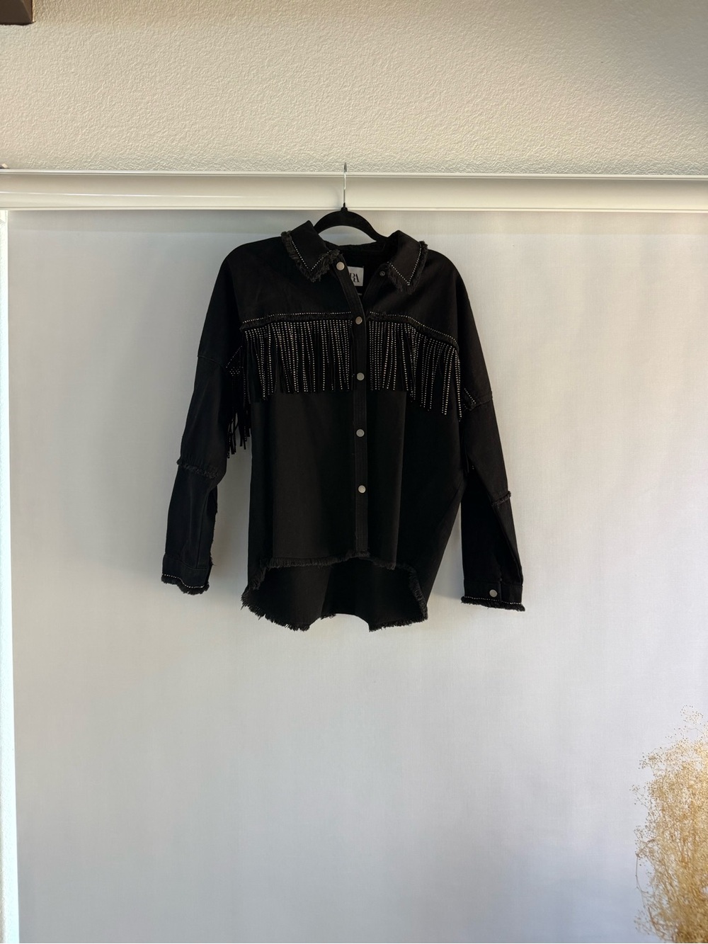 Zara Black Fringe jacket with silver crystals